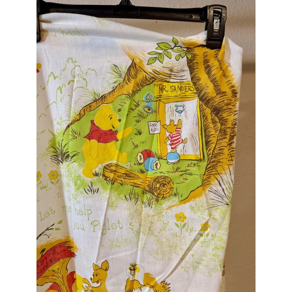 Vintage 1970s Sears Perma-Prest Winnie the Pooh Crib Sheet Disney Characters 70s
